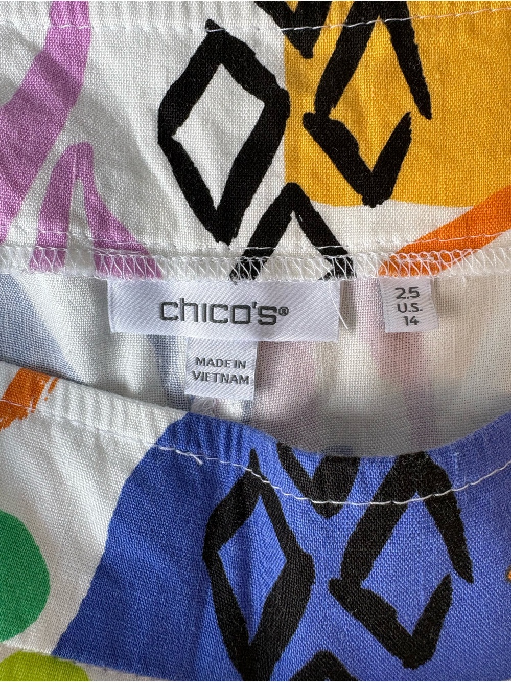 Chico's Surreal Escape White Multi Wide-Leg Bold Print Linen Blend Pants sz 14 - Picture 6 of 9